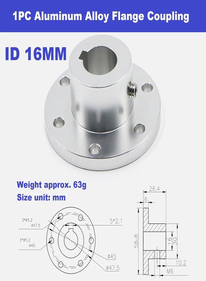 MiJunHD Aluminum Alloy Flange Coupling, 16 mm Inner Dia with Locking Key Slot, Flange Shaft Connector for Connecting Motor and Wheel DIY Model RC Parts (1Piece） - Image 2